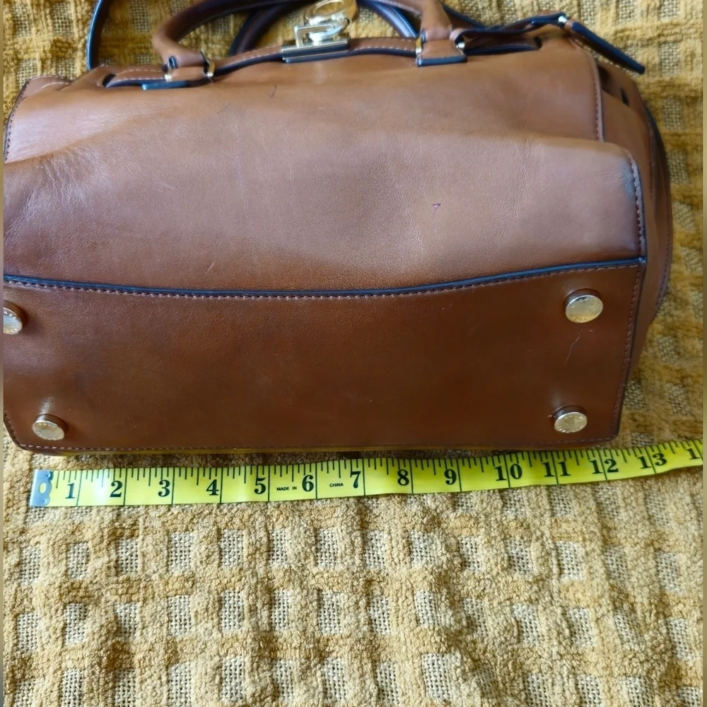 Michael Kors Hamilton Brown Leather Satchel with Gold Accents